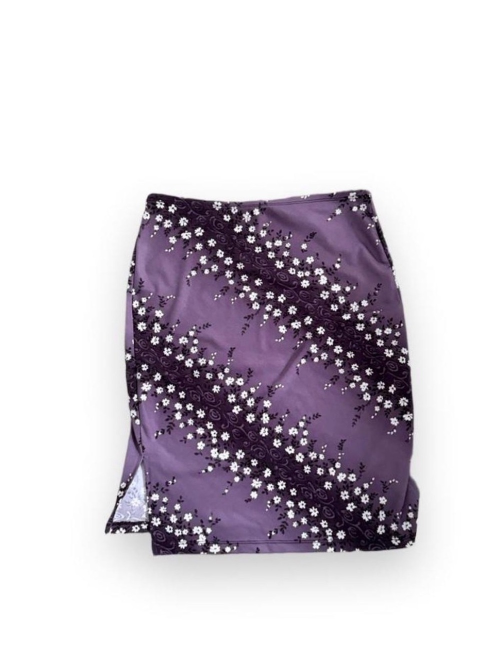Vintage 90s Purple Floral Midi Skirt
